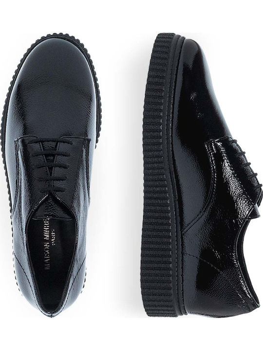 Leder Damen Oxfords in Schwarz Farbe