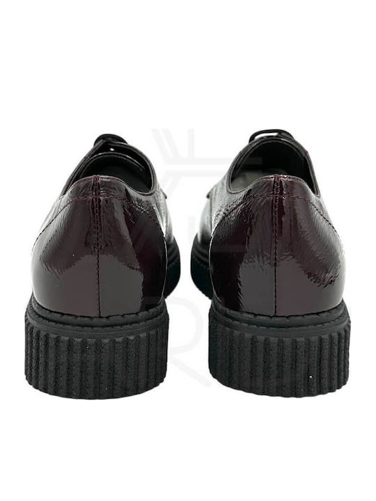 Leder Damen Oxfords in Burgundisch Farbe