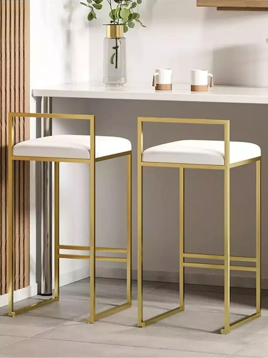 Модерна Метална Златиста Бар Маса С Бял Плот 90x40x93см