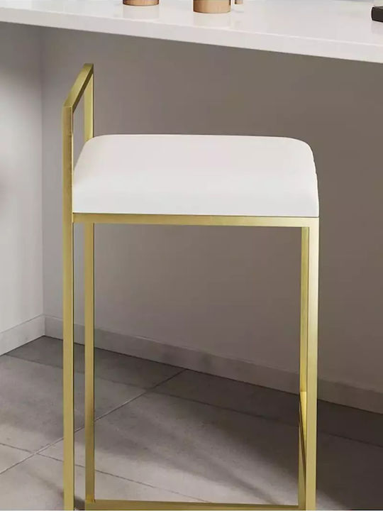Модерна Метална Златиста Бар Маса С Бял Плот 90x40x93см