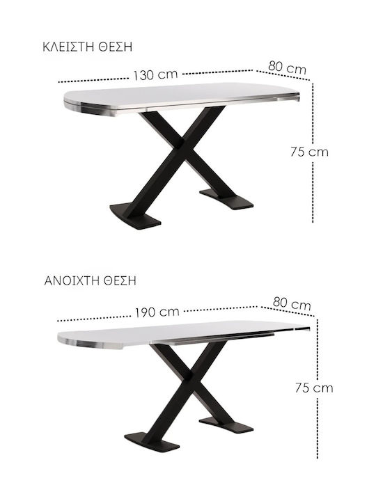 Expandable Table 80x130 6 Chairs Set Kitchen