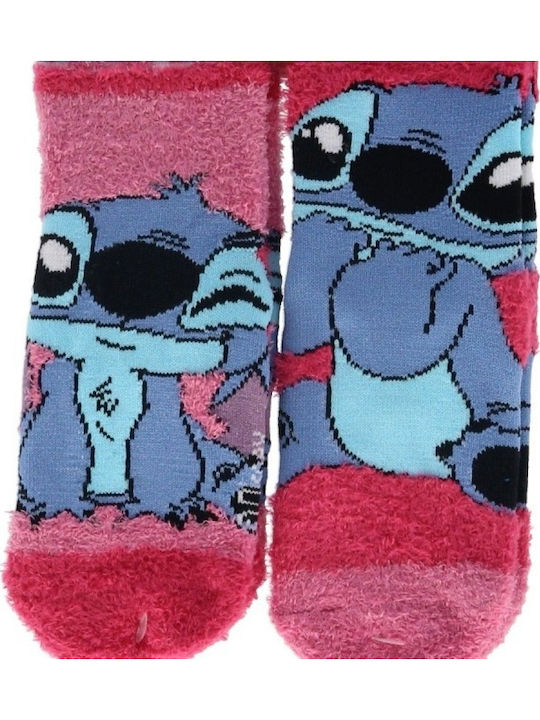 Disney Kids' Socks Non-Slip Stitch Stitch Fuchsia Pink
