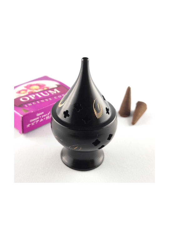 Μεταλλική Βάση Κώνους Drop Shape Incense Cones Burner Black 10cm