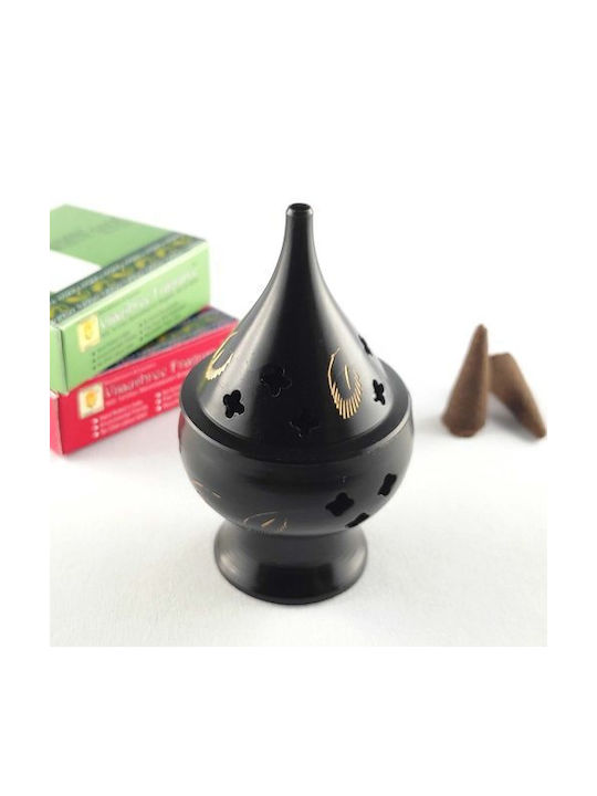 Μεταλλική Βάση Κώνους Drop Shape Incense Cones Burner Black 10cm