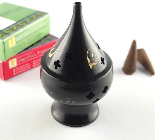 Μεταλλική Βάση Κώνους Drop Shape Incense Cones Burner Black 10cm