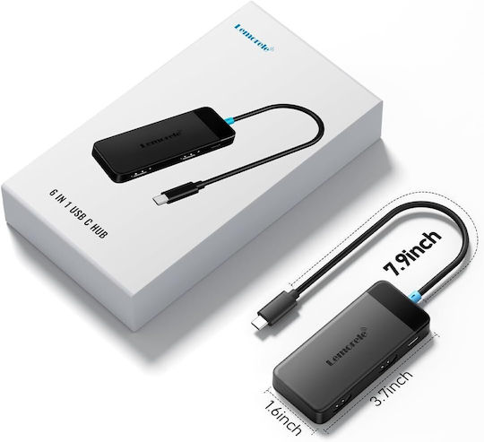 Lemorele TC122 USB-C Лаптоп Докинг Станция с HDMI 4K PD и Свързване на 2 Монитора Черен