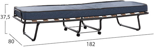 Pat Pliant/Campanie Tip Simplu Negru 190x80x38 cm
