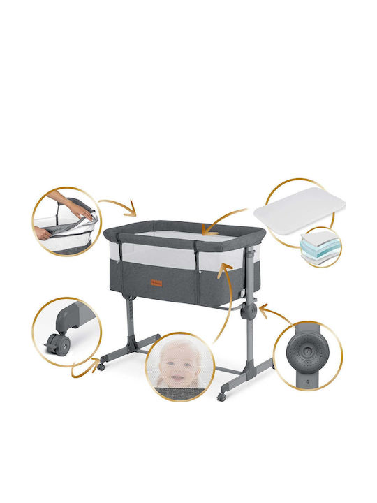 Nukido Baby Cradle Playpen with Mattress and Wheels Gray