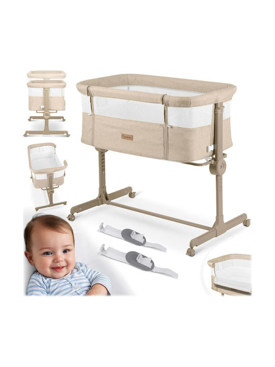 Nukido Babywiege Laufstall mit Matratze und Rädern Beiges