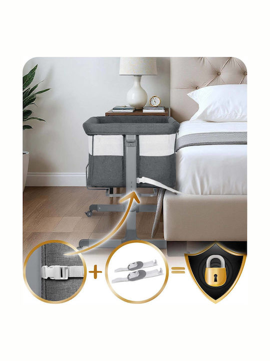 Nukido Baby Cradle Playpen with Mattress and Wheels Gray