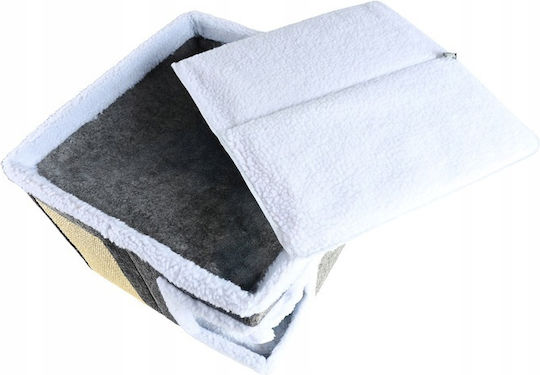 Zola Casă Multifuncțională cu 2 Niveluri pentru Pisici Pat Moale Zonă de Ascuțit Ghearele Jucărie Suspendată 42 X 42 X 30 Cm Gri
