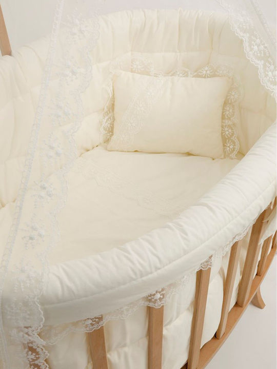 Holzkorb Babywiege Spitzen-Set Schlafen Beige