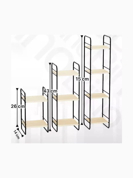 SteweHome Tabletop Metal Rack 14x14x2cm 3 Pieces Black
