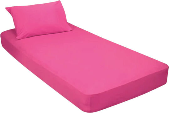 Kotonia Home Bettwäsche-Set mit 1 Kissenbezug für Einzelbett mit Gummiband 100x200+20cm. Fuchsia 2Stück