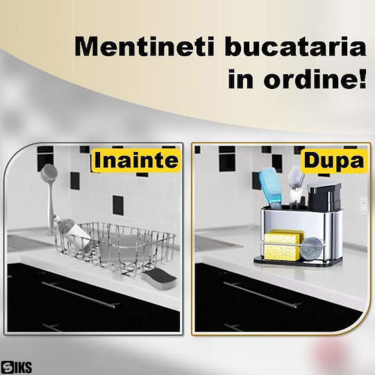 Βάση οργάνωσης νεροχύτη από Ανοξείδωτο Ατσάλι Ασημί 18.5x17.5x12.5cm