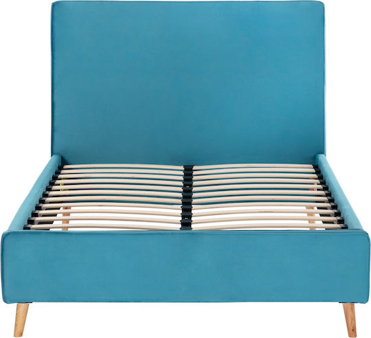 Maylin Double Bed Upholstered with Fabric Turquoise for Mattress 120x200cm