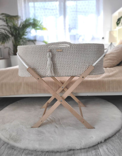 Boho Moseskörbe Handgefertigter Ständer Ecru