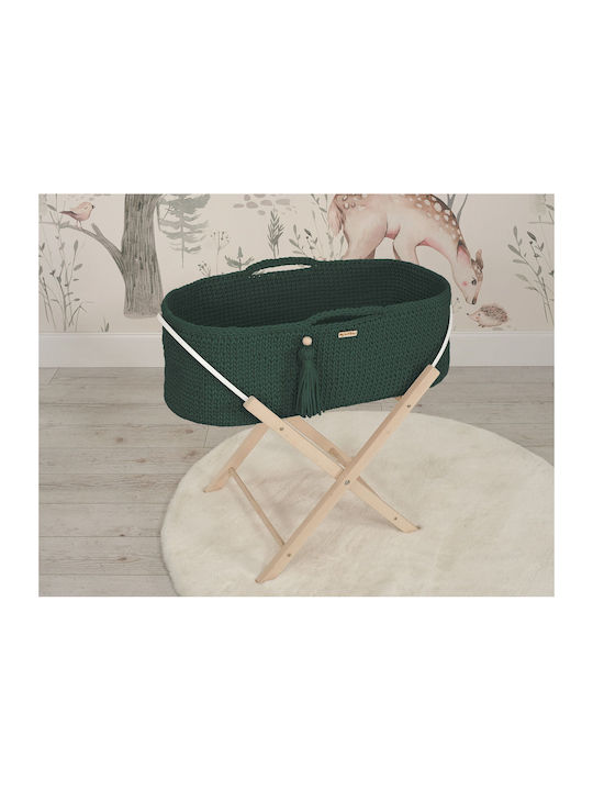 Boho Handmade Moses Basket Stand Bottle Green