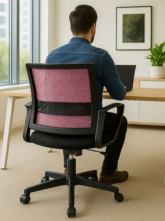 Bakaji Bürostuhl mit Arme Schwarz und Rosa