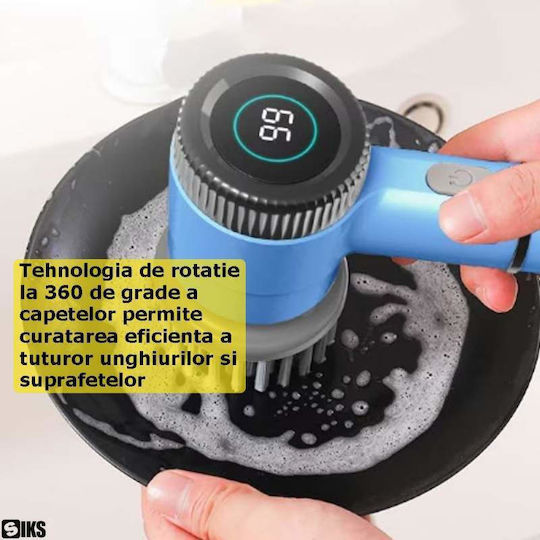 Siks Perie Electrică de Curățare Rotativă Multifuncțională 5 În 1 Afișaj Led 5 Capete Rotative 360° Diferite Pentru Diverse Suprafețe 3 Viteze Reglabile Încărcare Usb Portabilă