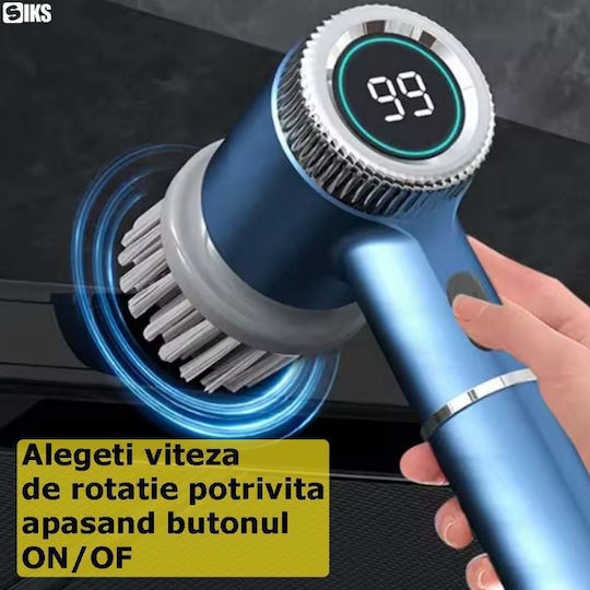 Siks Perie Electrică de Curățare Rotativă Multifuncțională 5 În 1 Afișaj Led 5 Capete Rotative 360° Diferite Pentru Diverse Suprafețe 3 Viteze Reglabile Încărcare Usb Portabilă