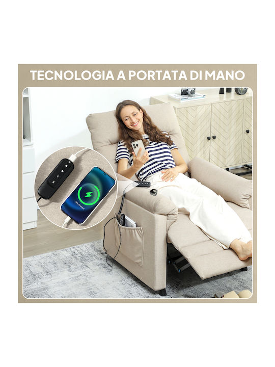 Fotoliu Relax Masaj cu Puf Bej 82x99x106cm