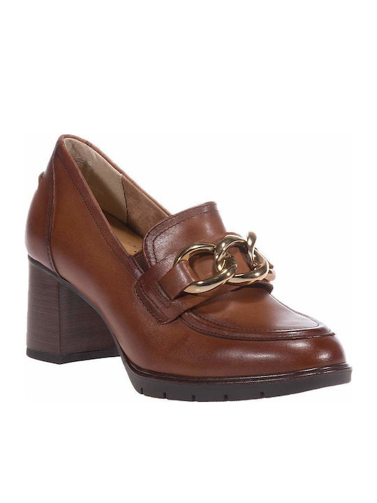 Leather Tabac Brown Medium Heels