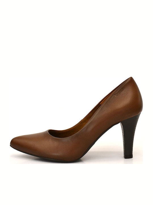 Anatomic Leather Pointed Toe Stiletto Tambac Brown High Heels