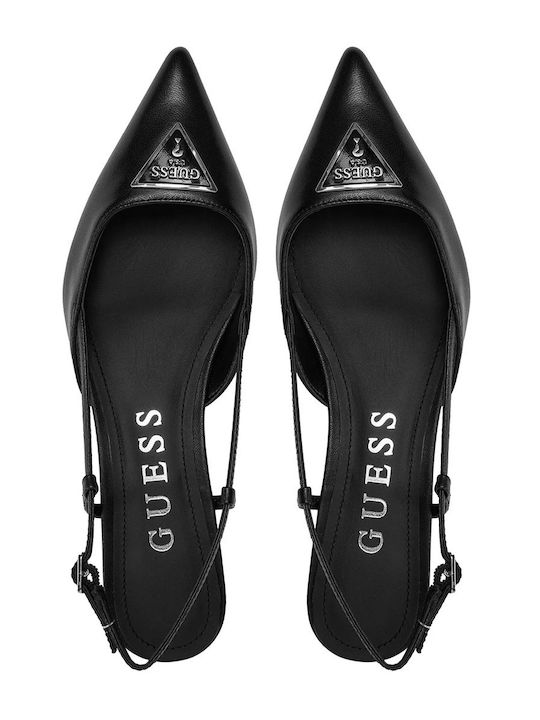 Leather Heels with Low Heel Black
