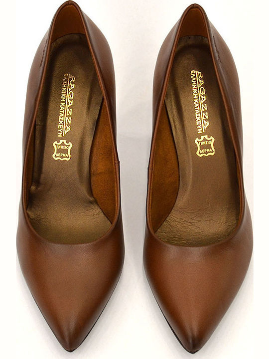 Anatomic Leather Pointed Toe Stiletto Tambac Brown High Heels