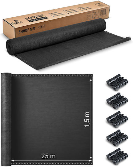 Plonos Δίχτυ Σκίασης Γκρι σε Ρολό 1.5x25m 110gr/m²