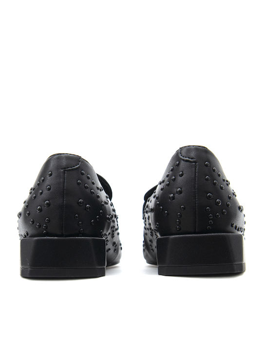 Leather Women's Moccasins in Black Color
