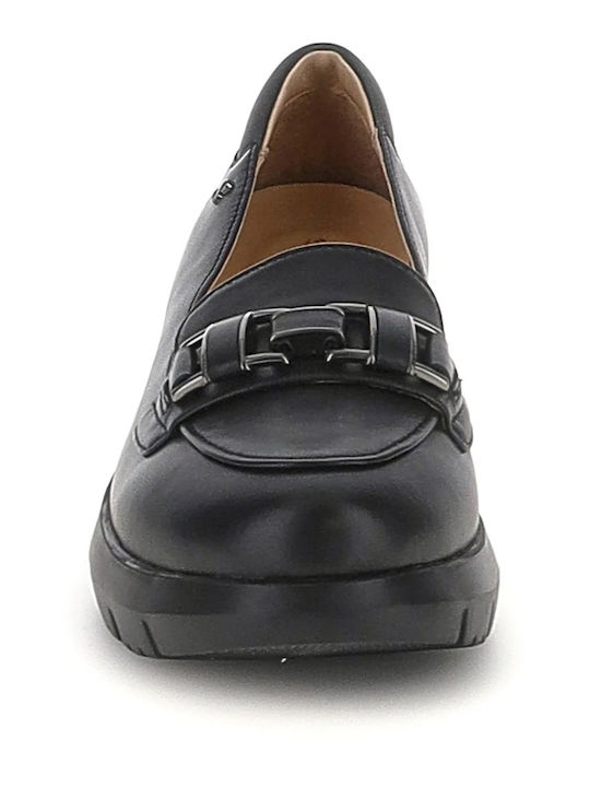 Leather Women's Loafers in Black Color