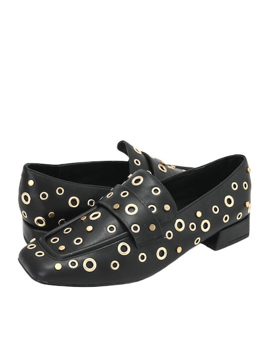 Leder Damen Mokassins in Schwarz Farbe