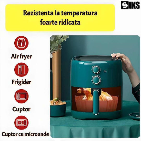Tavă Protectoare Universală din Silicon Siks pentru Prăjitor cu Aer Reutilizabilă Pătrată Maro