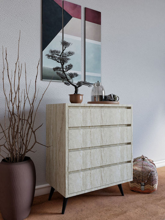 Συρταριέρα Креватокамарас Дървена Suvera Travertine Beige 70x40x86бр