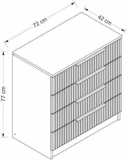 Kale Chest of Drawers 506mnr1524 72x42x77cm Anthracite