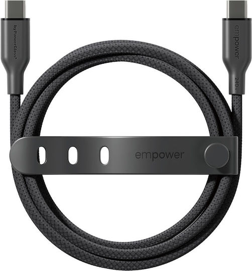 Empower by PanzerGlass Braided USB 2.0 Cable USB-C Male - USB-C 240W PD Black 2m