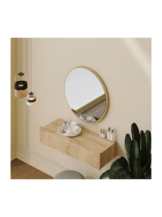 Wandmontierte Schminktisch Schlafzimmer Princesse Holz Eiche mit Spiegel 82x30x15cm