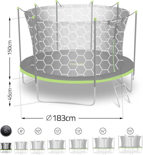 NEO Sport Trampolin Draußen Durchmesser 183cm mit Netz & Leiter