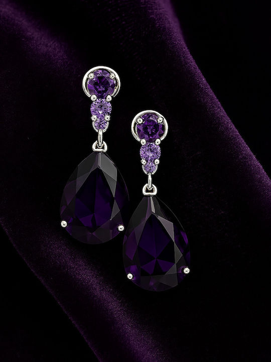 By Queen Σκουλαρίκια S925 Teardrop Amethyst