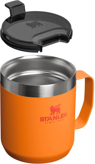 Stanley Classic Legendary Camp Mug Glass Thermos Stainless Steel Plastic BPA Free 350ml Goldenrod Coral With Handle