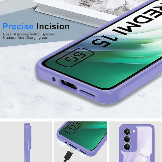 Techsuit ColorVerse 360 Vollschutz Silikon Set mit gehärtetem Glas Lila (Redmi 15)
