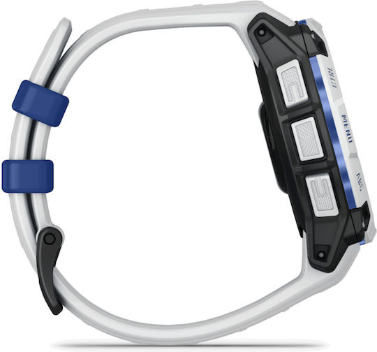 Garmin Instinct 3 Solar Aluminium 45mm Αδιάβροχο Smartwatch με Παλμογράφο (Whitestone and Blue Limited Edition)