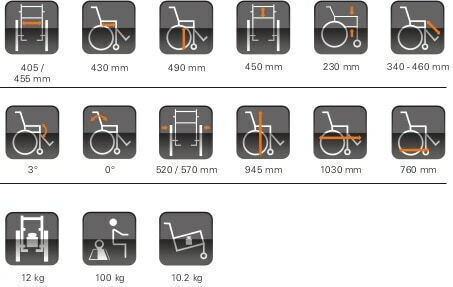Invacare Alu Lite Scaun cu rotile Tip de lumină cu Pliabil înapoi 45.5cm Albastru