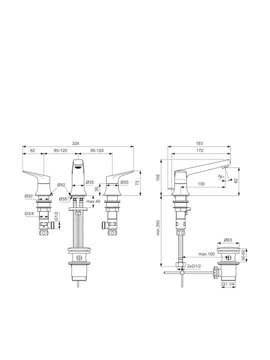 Ideal Standard La Dolce Vita Mischung Waschtischarmatur Grau