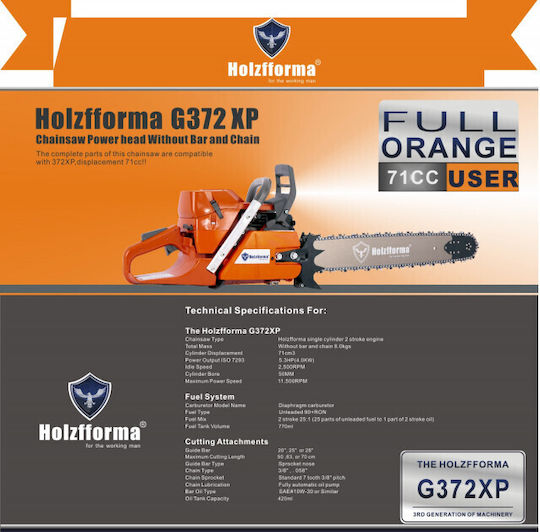 Holzfforma G372xp 71cc Chainsaw Without Blade Chain Orange
