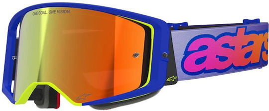 Motocross Goggles Alpinestars Supertech Vista Blue Yellow Purple Mirror Red
