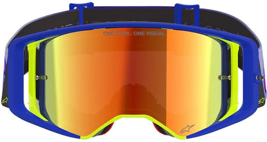 Motocross Goggles Alpinestars Supertech Vista Blue Yellow Purple Mirror Red