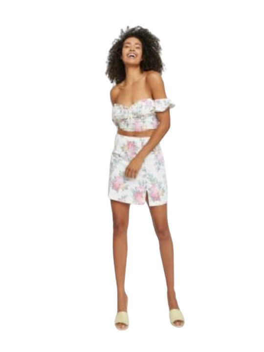 Women's Crop Top Off-Shoulder Floral Large Rose
